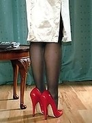 high heels pantyhose secretary